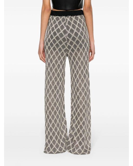 Liu Jo Gray Diamond-pattern Knitted Trousers