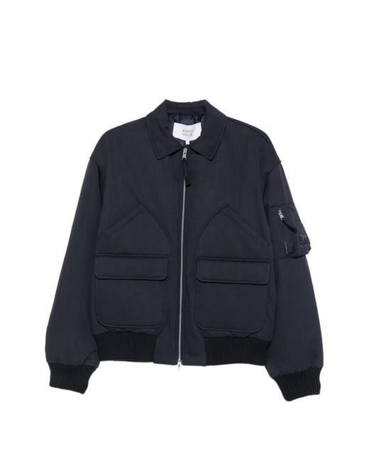 Maison Kitsuné Blue Logo-Patch Bomber Jacket for men