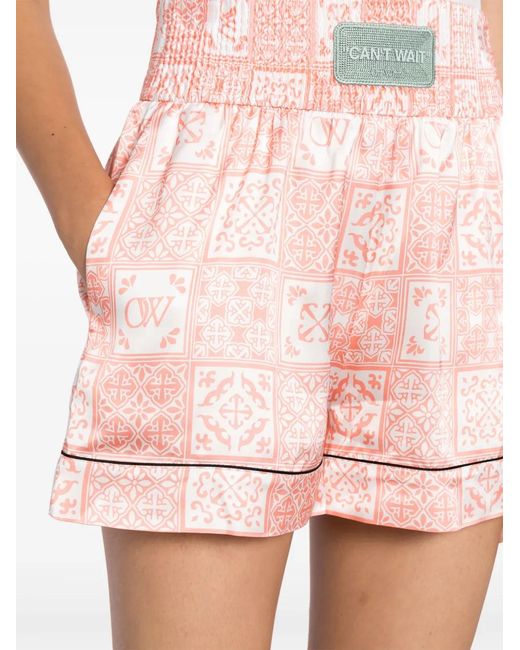 Off-White c/o Virgil Abloh Pink Logo-Appliqué High-Waist Mini Shorts