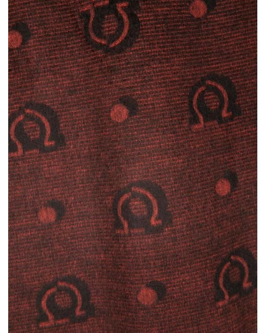 Ferragamo Brown Patterned-Jacquard Silk Scarf