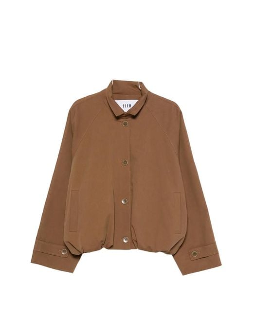 ELEH Brown Button-Up High-Neck Jacket