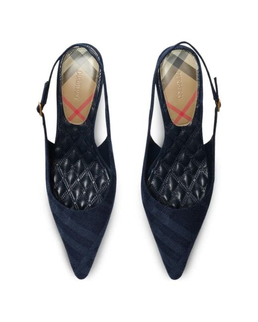 Burberry Blue Check Dame Slingback Pumps