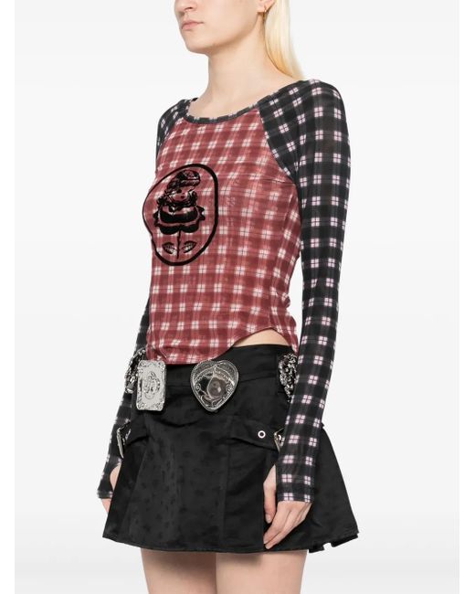 トップス Chopova Lowena Angeliaflocked longsleeve Chopova Lowena Angelia Flocked Long-Sleeved Top in Red | Lyst