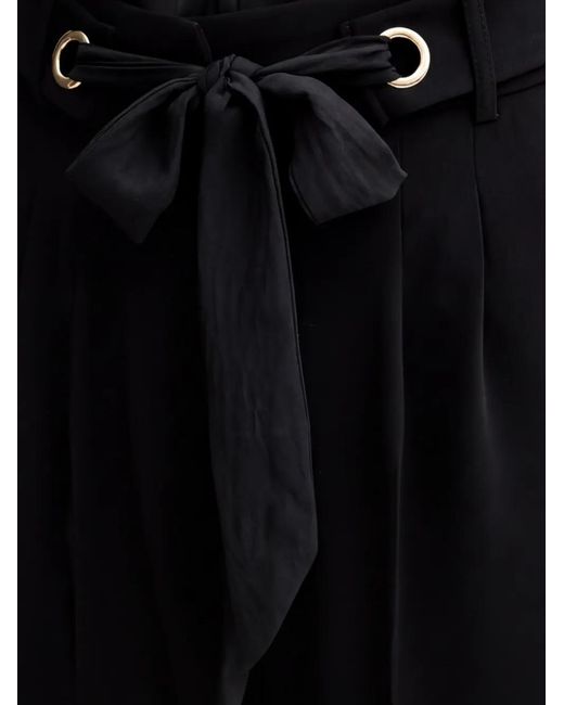 Morgan Black Bow-Detail Trousers