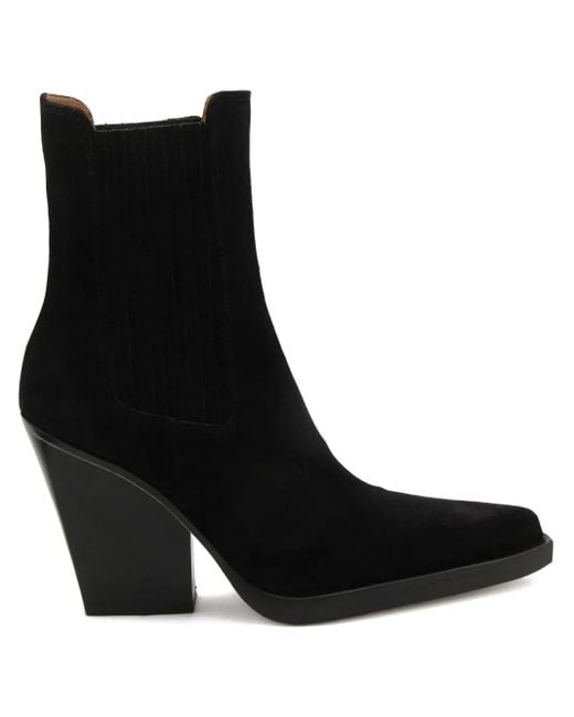Paris Texas Black Elastic-Panel Pointed-Toe Boots