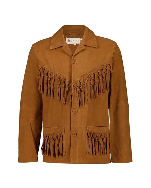 BAZISZT Brown Fringed Suede Jacket