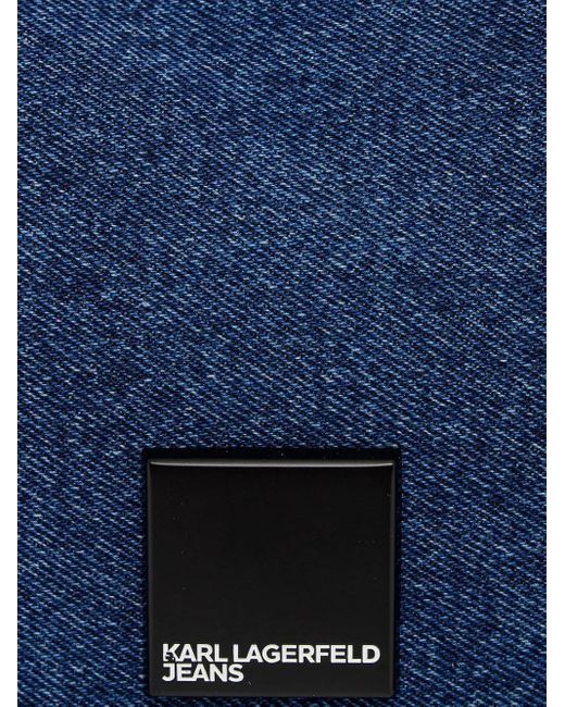 Karl Lagerfeld Blue Denim Half-Moon Messenger Bag for men
