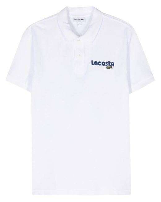 Lacoste White Logo-print Piqué Polo Shirt for men