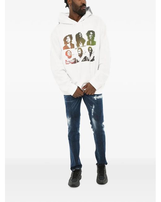 DSquared² White X Bob Marley Hoodie for men
