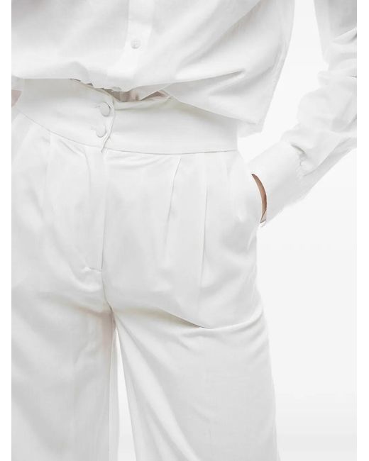 HEBE STUDIO White The Girlfriend Pleated Palazzo Pants