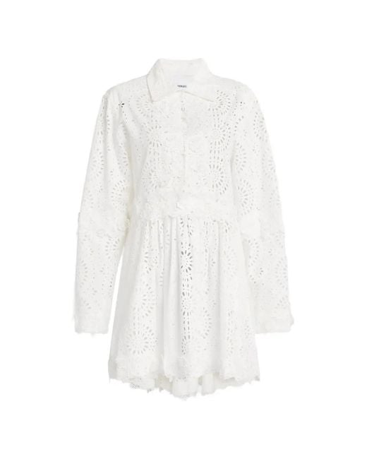 AKNVAS White Broderie-Anglaise Floral-Appliqué Mini Dress