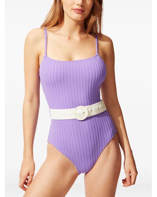 Bañador The Nina Con Cinturón Solid & Striped de color Purple