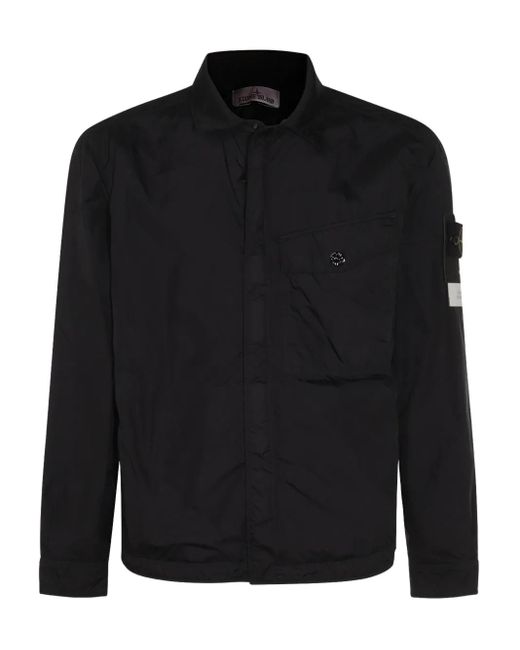 Abrigo con efecto arrugado Stone Island de hombre de color Black