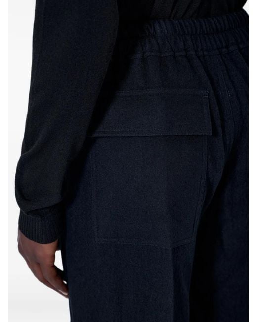 Rick Owens Blue Drawstring Wide-Leg Trousers for men