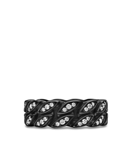 David Yurman Black Titanium Curb-Chain Diamond Ring for men