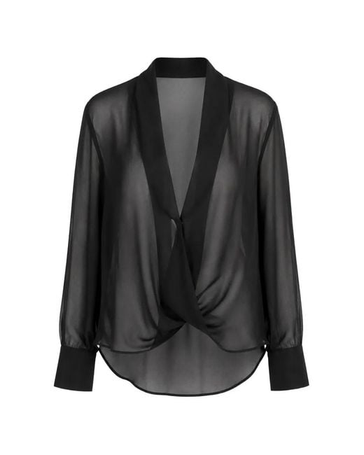 Sa Su Phi Black Criss-Cross Sheer Shirt
