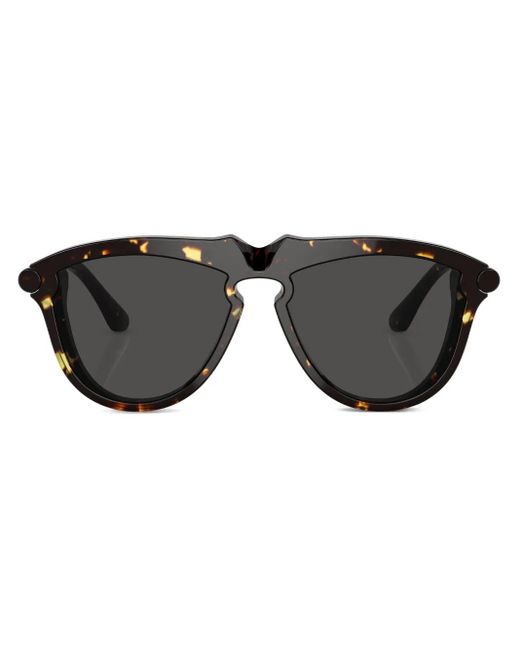 Burberry Black Tortoiseshell-Effect Round-Frame Sunglasses for men