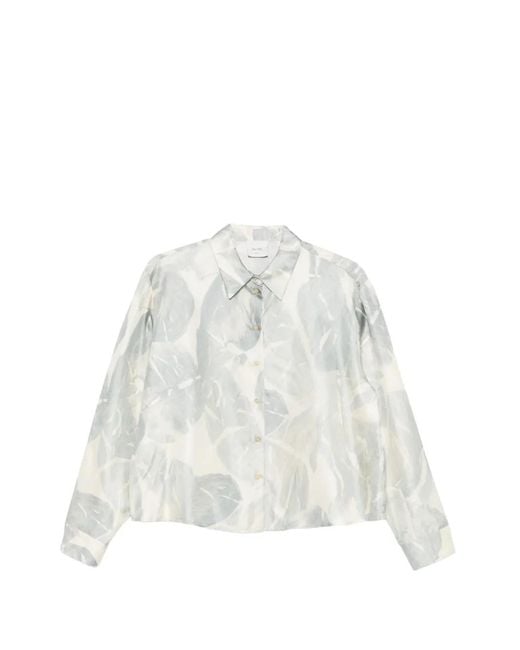 Alysi White Brushed Print Regular Top
