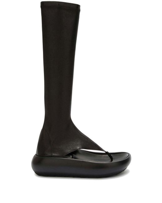 Jil Sander Black Open-toe Leather Boots
