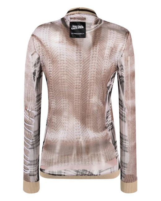 Y. Project Pink X Jean Paul Gaultier Neutral Trompe L'oeil Cardigan