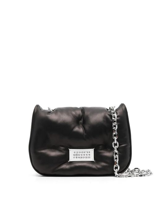 Maison Margiela Black Glam Slam Leather Shoulder Bag - Unisex - Polyester/calf Leather/zinc/copper