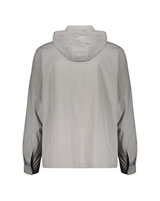 Herno Gray Hooded Button Jacket for men