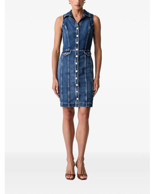 Guess Blue Button-Up Sleeveless Dress