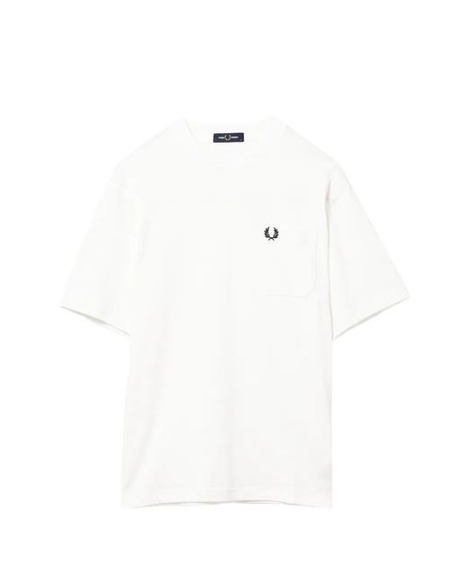 Fred Perry White Logo-Embroidered T-Shirt for men