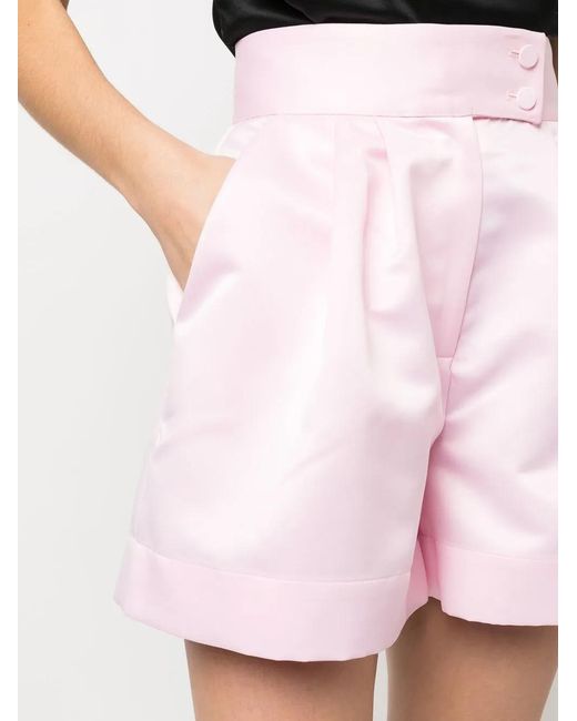 Styland Pink Satin-Finish Mini Shorts