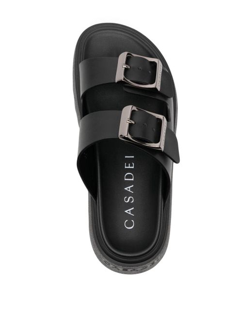 Casadei Black Florence Double-strap Chunky-sole Sandals