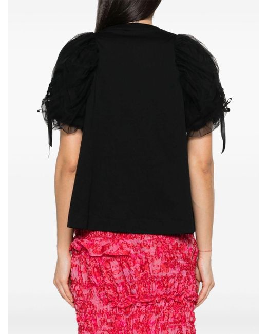 Simone Rocha Black Bow-embellished Cotton T-shirt