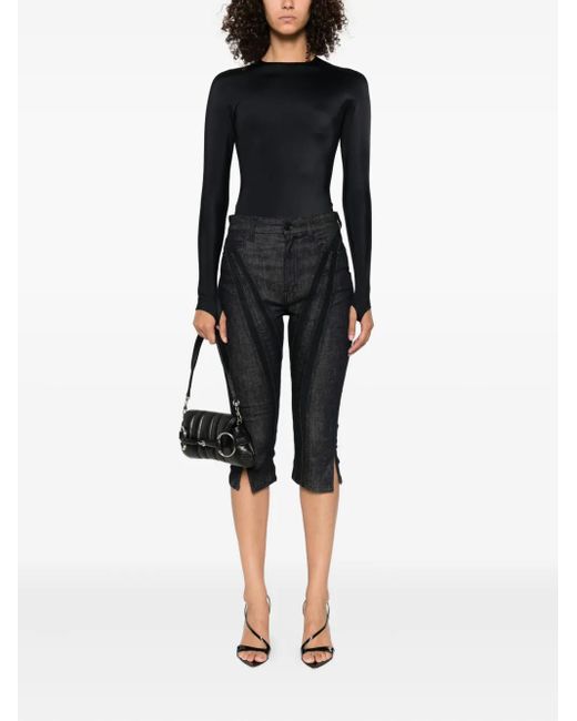 Mugler Black Concealed Long-Sleeve Bodysuit