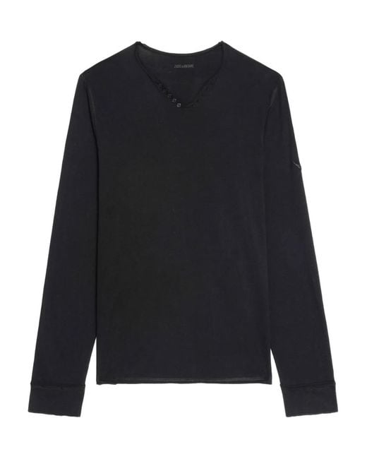 Zadig & Voltaire Black Monastir Henley T-Shirt for men