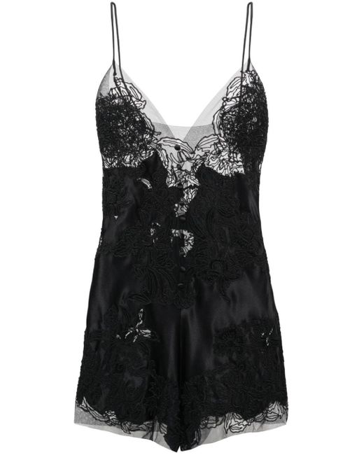 Ermanno Scervino Black Sleeveless Corded-lace Playsuit