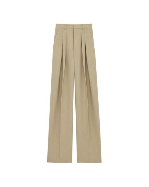 Saint Laurent Natural Pleated Trousers
