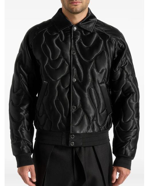 Manière De Voir Black Satin Embroidered Jacket for men