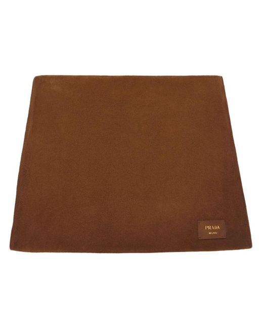 Prada Brown Logo-patch Suede Miniskirt