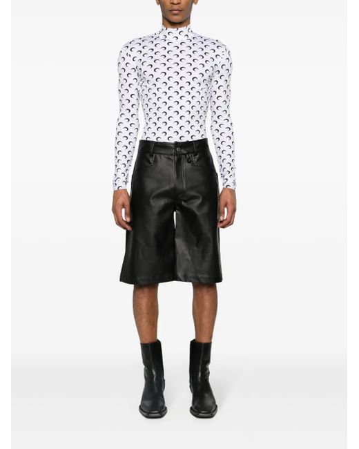 MARINE SERRE White Moon-Print Mock-Neck T-Shirt for men