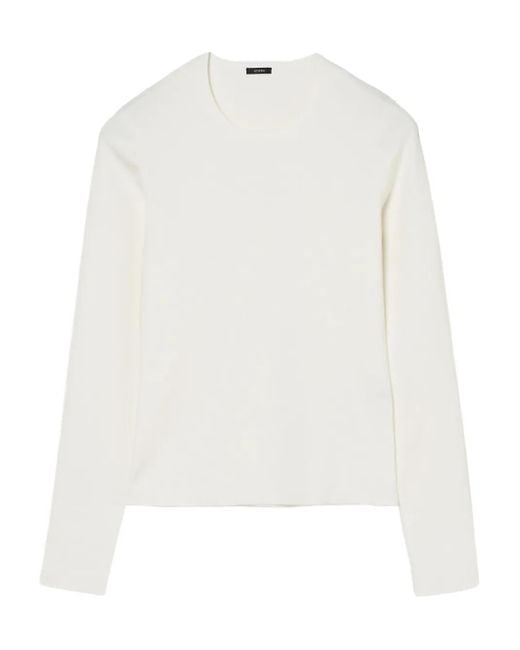 Joseph White Long-Sleeve Ribbed Sweater