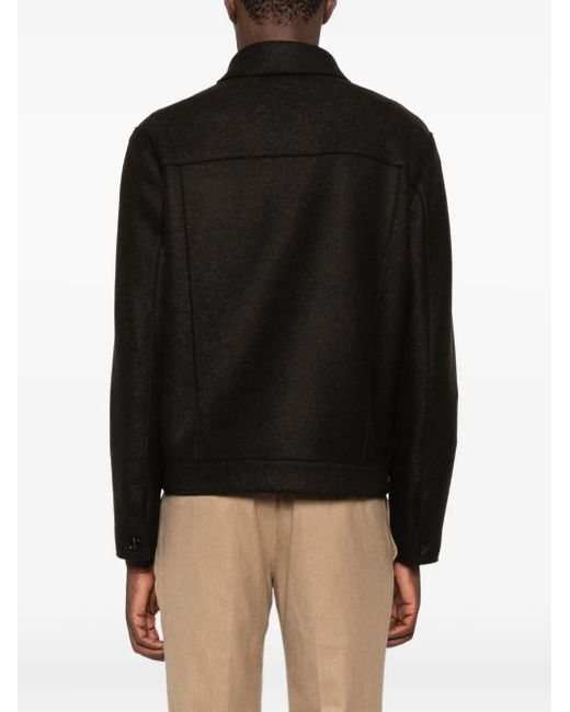 Harris Wharf London Black Buttoned Chest-Pocket Jacket for men