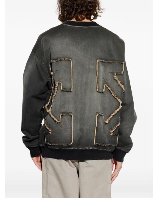 Off-White c/o Virgil Abloh Gray Arrows-Patch Frayed Sweater for men