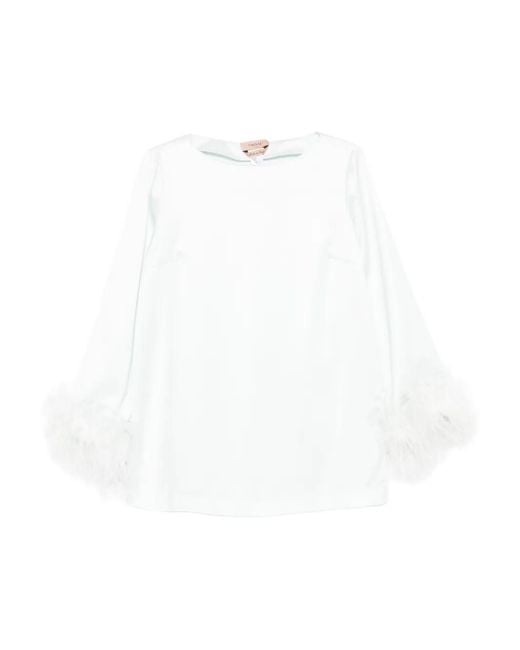 Twinset White Feather-Trim Blouse