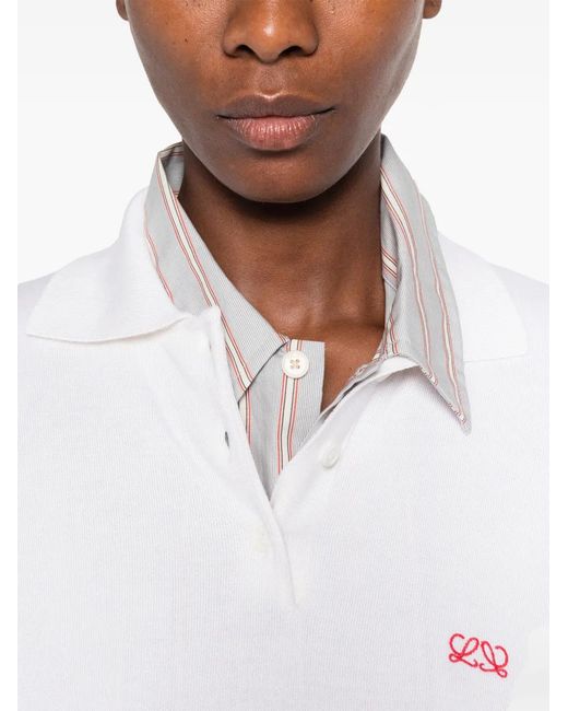 Loewe White Logo-Embroidered Polo-Top
