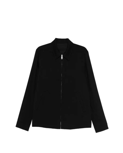 Rick Owens Black Long-Sleeve Pointed-Collar Bomber Jacket for men
