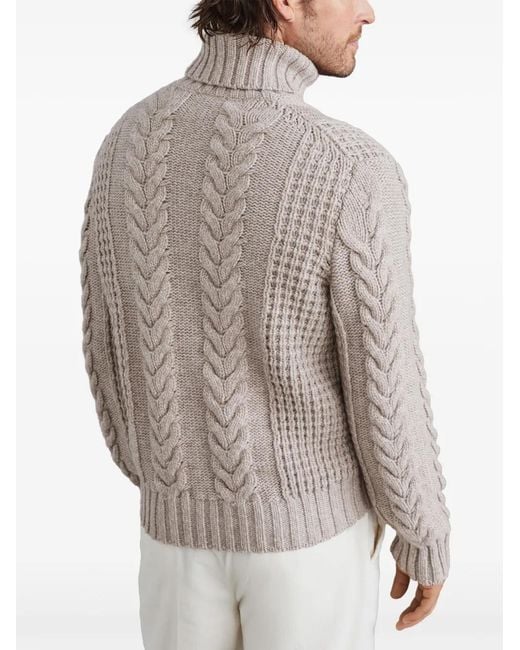 Brunello Cucinelli Gray Turtle-Neck Sweater for men