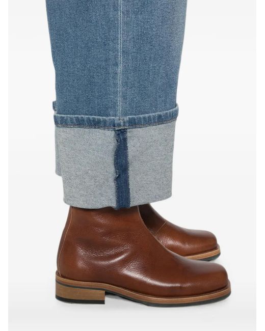 MAISON 123 Blue Turn-Up-Cuff Jeans
