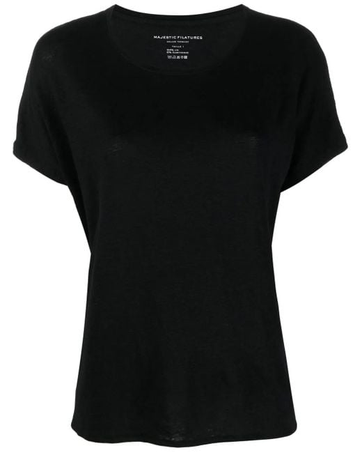 Majestic Filatures Black Relaxed Crew-Neck T-Shirt