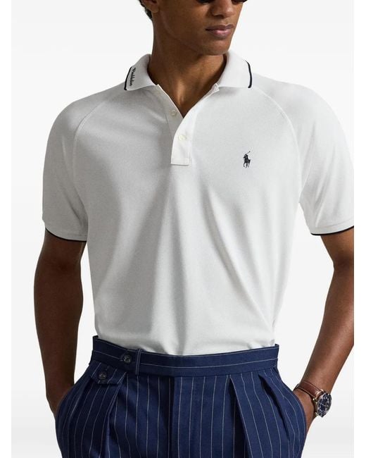 Polo Ralph Lauren White Knit Polo Shirt for men