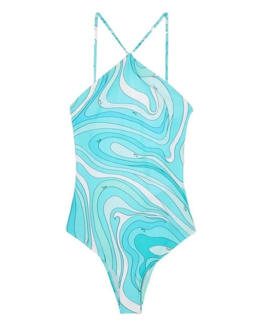 Emilio Pucci Blue Marmo-Print Swimsuit