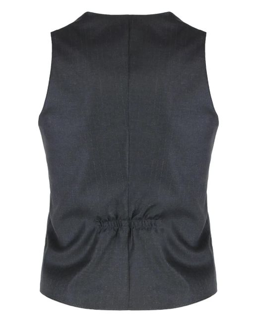 Tagliatore Black Single-Breasted Chalk-Stripe Waistcoat